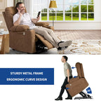 Grey / Brown Power Lift Massage Recliner Chair, Single Seat