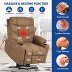 Grey / Brown Power Lift Massage Recliner Chair, Single Seat