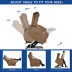 Grey / Brown Power Lift Massage Recliner Chair, Single Seat