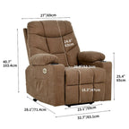 Grey / Brown Power Lift Massage Recliner Chair, Single Seat