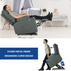 Grey / Brown Power Lift Massage Recliner Chair, Single Seat