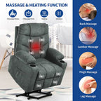 Grey / Brown Power Lift Massage Recliner Chair, Single Seat