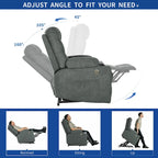 Grey / Brown Power Lift Massage Recliner Chair, Single Seat