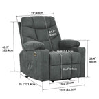 Grey / Brown Power Lift Massage Recliner Chair, Single Seat