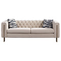Cream / Blue / Pink / Green / Black Velvet Tufted 3-Seater Sofa – Golden Legs