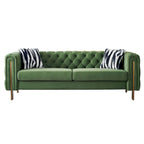 Cream / Blue / Pink / Green / Black Velvet Tufted 3-Seater Sofa – Golden Legs