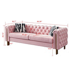 Cream / Blue / Pink / Green / Black Velvet Tufted 3-Seater Sofa – Golden Legs