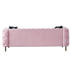 Cream / Blue / Pink / Green / Black Velvet Tufted 3-Seater Sofa – Golden Legs