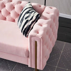 Cream / Blue / Pink / Green / Black Velvet Tufted 3-Seater Sofa – Golden Legs