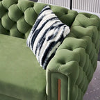 Cream / Blue / Pink / Green / Black Velvet Tufted 3-Seater Sofa – Golden Legs