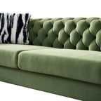 Cream / Blue / Pink / Green / Black Velvet Tufted 3-Seater Sofa – Golden Legs