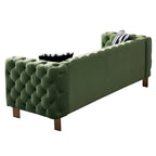 Cream / Blue / Pink / Green / Black Velvet Tufted 3-Seater Sofa – Golden Legs