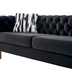 Cream / Blue / Pink / Green / Black Velvet Tufted 3-Seater Sofa – Golden Legs