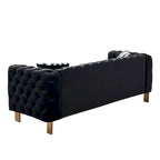 Cream / Blue / Pink / Green / Black Velvet Tufted 3-Seater Sofa – Golden Legs