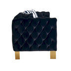 Cream / Blue / Pink / Green / Black Velvet Tufted 3-Seater Sofa – Golden Legs