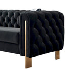 Cream / Blue / Pink / Green / Black Velvet Tufted 3-Seater Sofa – Golden Legs