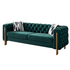 Cream / Blue / Pink / Green / Black Velvet Tufted 3-Seater Sofa – Golden Legs