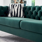 Cream / Blue / Pink / Green / Black Velvet Tufted 3-Seater Sofa – Golden Legs