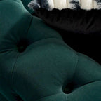 Cream / Blue / Pink / Green / Black Velvet Tufted 3-Seater Sofa – Golden Legs