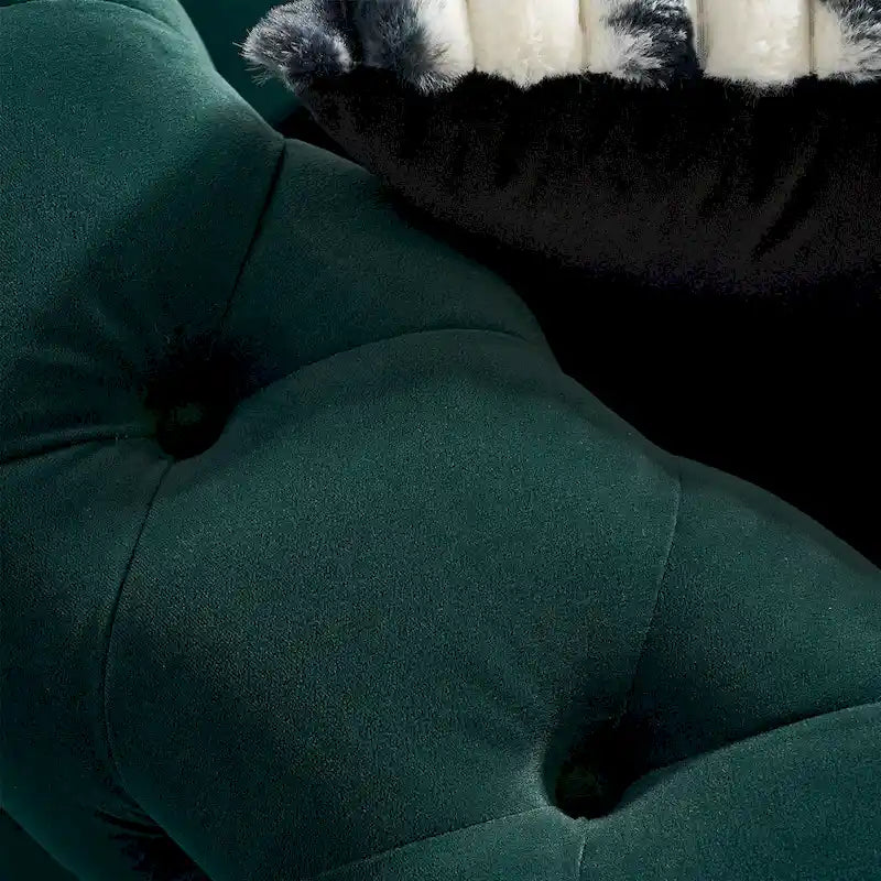 Cream / Blue / Pink / Green / Black Velvet Tufted 3-Seater Sofa – Golden Legs