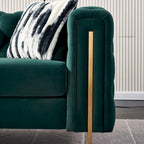 Cream / Blue / Pink / Green / Black Velvet Tufted 3-Seater Sofa – Golden Legs