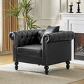 Traditional PU Leather Armchair with Nailhead Trim – 1-Seat, Black / Camel / Navy