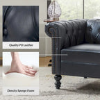 Traditional PU Leather Armchair with Nailhead Trim – 1-Seat, Black / Camel / Navy
