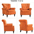Floral / Solid Upholstered Rolled Armchair with Nailhead Trim – Set of 2