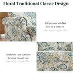 Floral / Solid Upholstered Rolled Armchair with Nailhead Trim – Set of 2