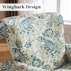 Floral / Solid Upholstered Rolled Armchair with Nailhead Trim – Set of 2