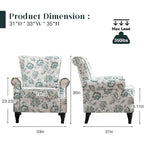 Floral / Solid Upholstered Rolled Armchair with Nailhead Trim – Set of 2