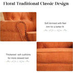 Floral / Solid Upholstered Rolled Armchair with Nailhead Trim – Set of 2