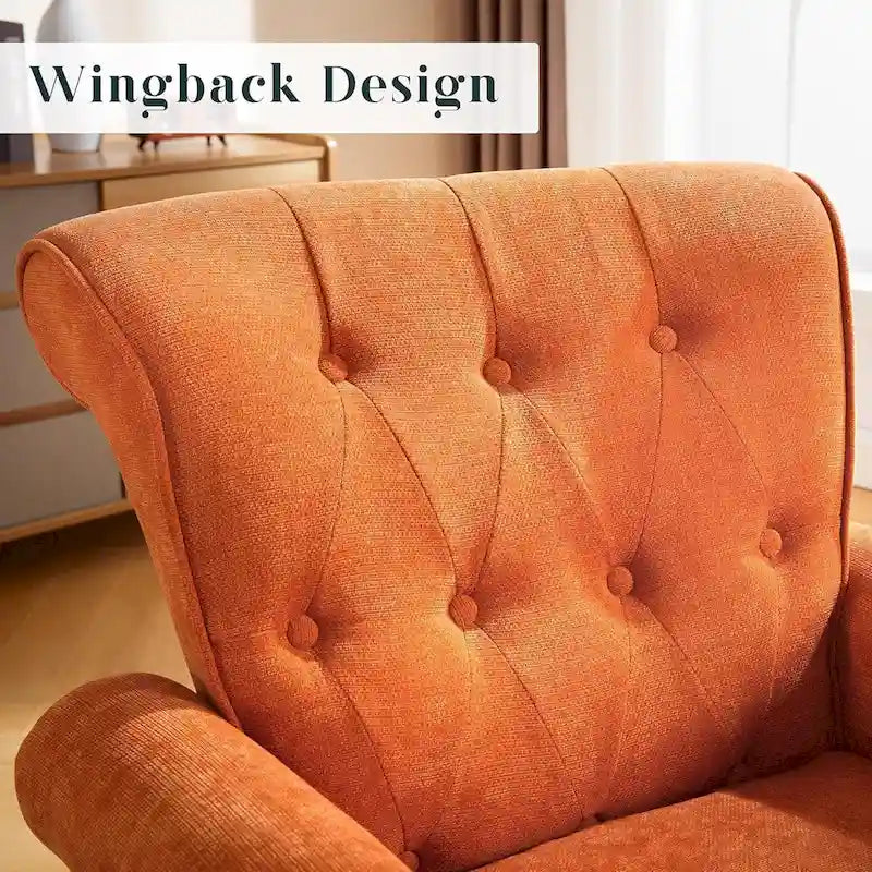 Floral / Solid Upholstered Rolled Armchair with Nailhead Trim – Set of 2