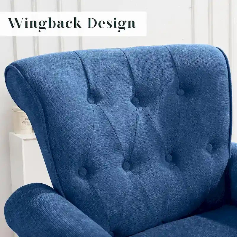 Floral / Solid Upholstered Rolled Armchair with Nailhead Trim – Set of 2