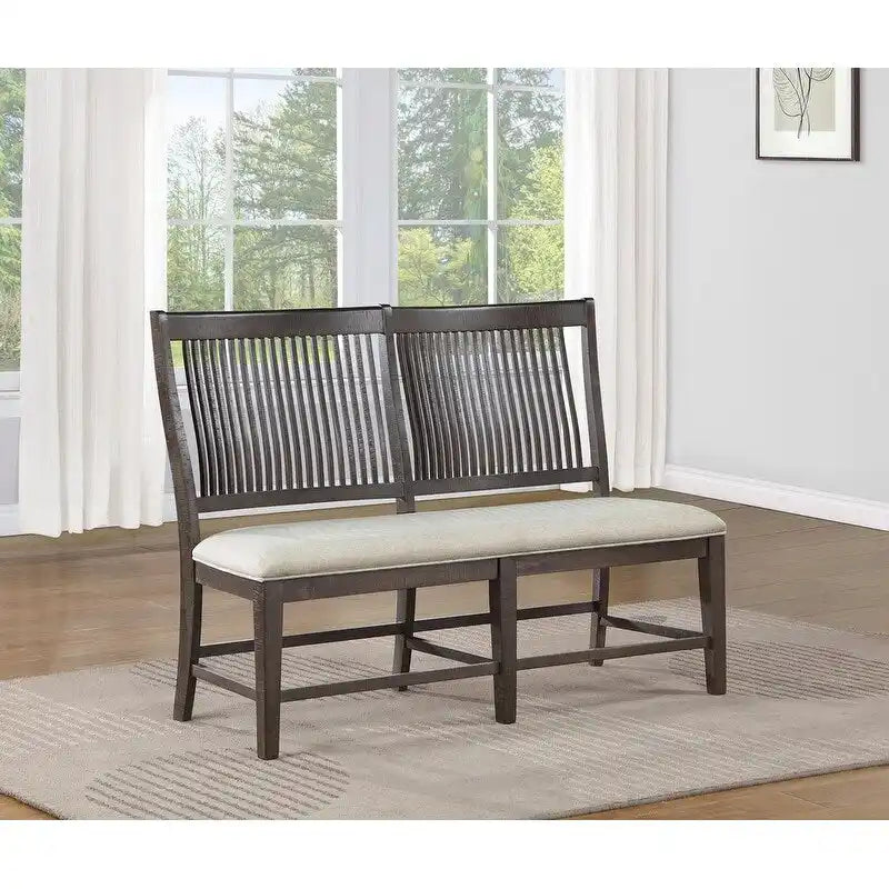 Brown/Beige Linen Fabric Rustic Dining Bench – 2 or 3 Seater