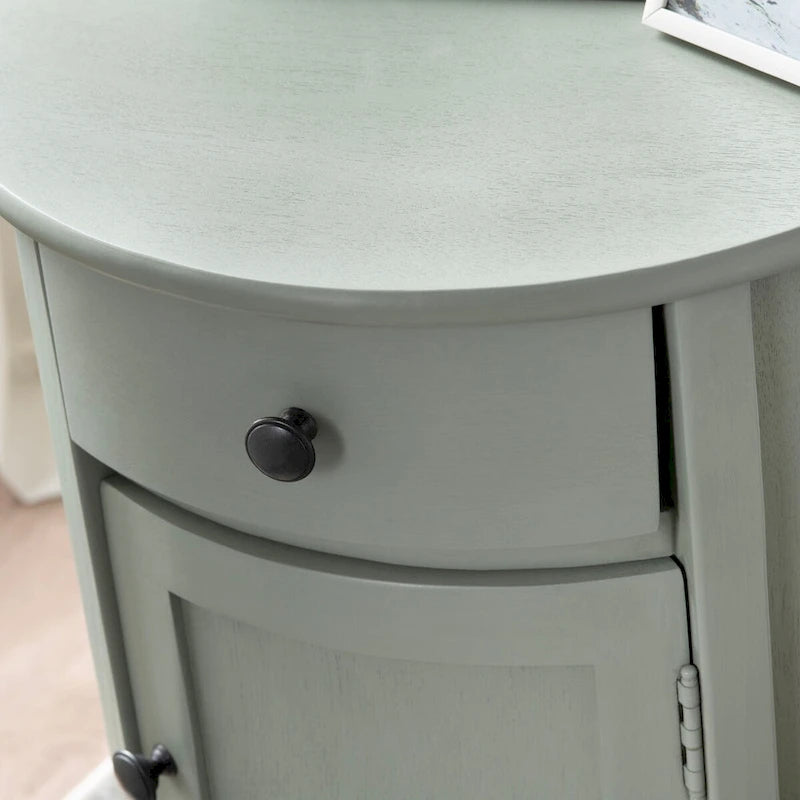 Grey Wood-Top Accent Cabinet with Door & Drawer
