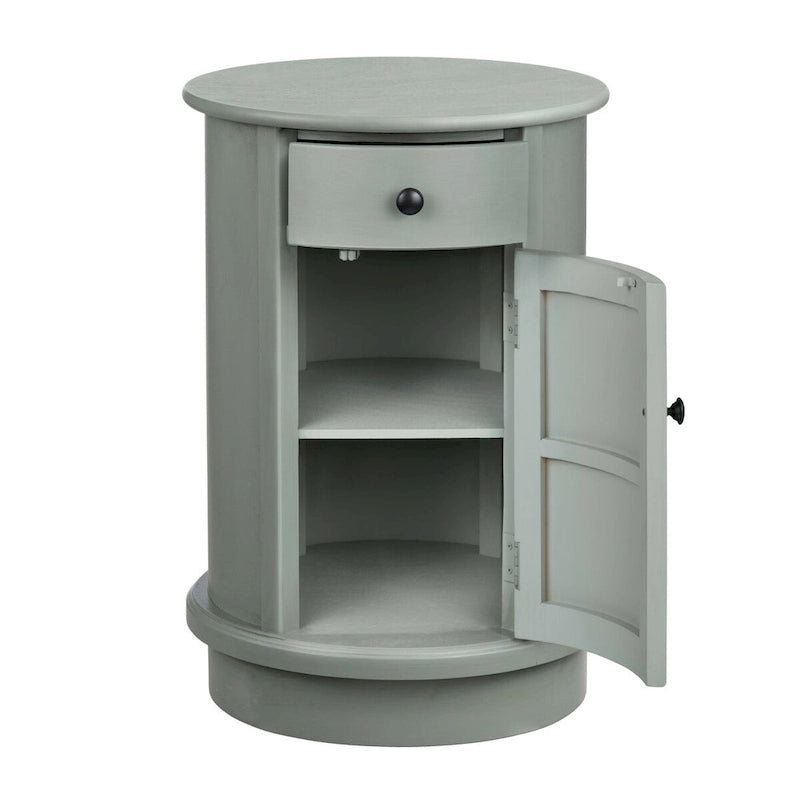 Grey Wood-Top Accent Cabinet with Door & Drawer