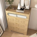 Natural Wood 5-Drawer Dresser with Gold Handles – Brown