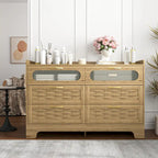 Natural Wood 5-Drawer Dresser with Gold Handles – Brown