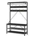 Hall Tree Shoe Bench with Storage Shelves – Black / Grey / Brown, 1-Person