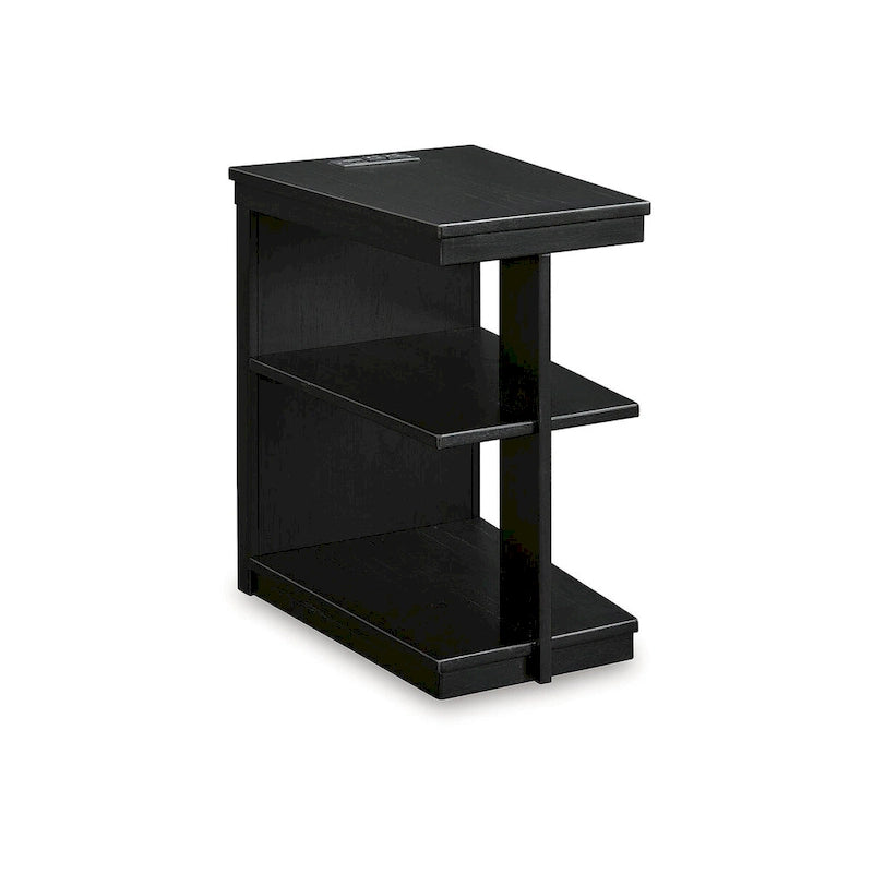 Black Chairside End Table with USB Ports – 16W x 21D x 24H