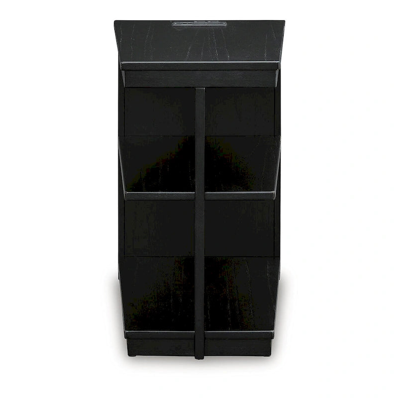Black Chairside End Table with USB Ports – 16W x 21D x 24H