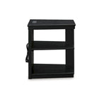 Black Chairside End Table with USB Ports – 16W x 21D x 24H