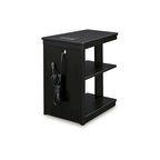 Black Chairside End Table with USB Ports – 16W x 21D x 24H