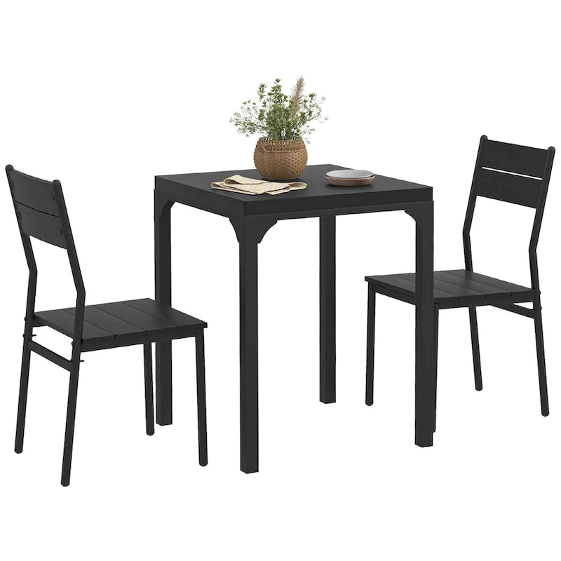 Rustic Brown 3-Piece Dining Table Set for 2, Counter Height with Slatted Chairs