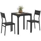Rustic Brown 3-Piece Dining Table Set for 2, Counter Height with Slatted Chairs