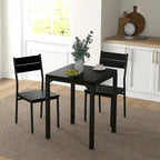 Rustic Brown 3-Piece Dining Table Set for 2, Counter Height with Slatted Chairs
