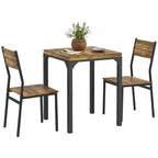 Rustic Brown 3-Piece Dining Table Set for 2, Counter Height with Slatted Chairs