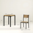 Rustic Brown 3-Piece Dining Table Set for 2, Counter Height with Slatted Chairs