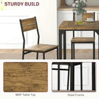 Rustic Brown 3-Piece Dining Table Set for 2, Counter Height with Slatted Chairs